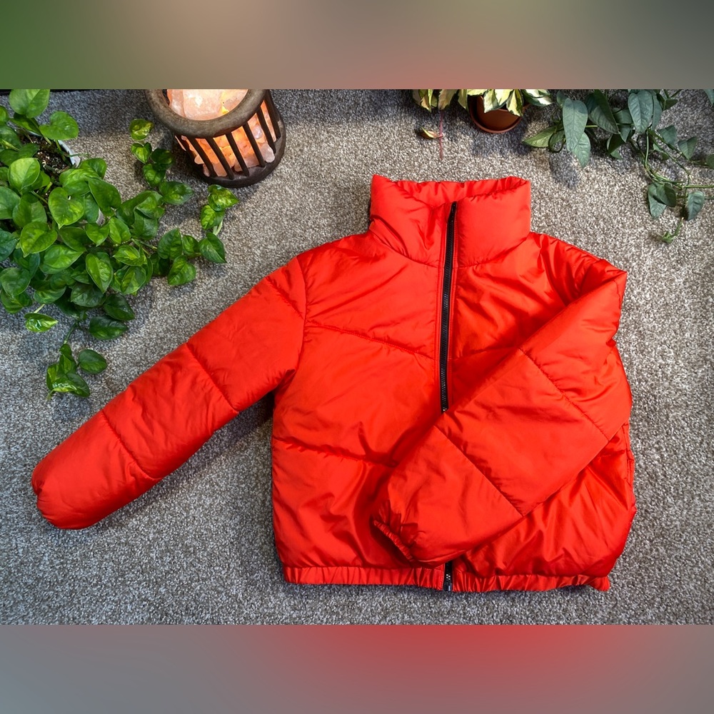 Wild Fable Red Cropped Puffer Jacket